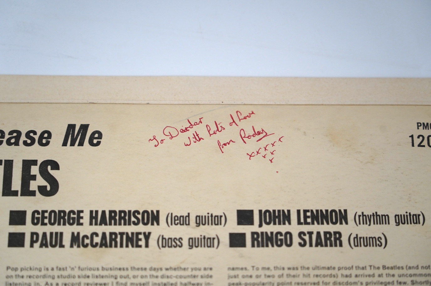 Eleven The Beatles LP record albums; Please Please Me, PMC 1202, XEX.421, two copies of With The Beatles, both PMC 1206, XEX.447, two copies of A Hard Day’s Night, both PMC 1230, XEX.481, two copies of Help!, PMC 1255, X